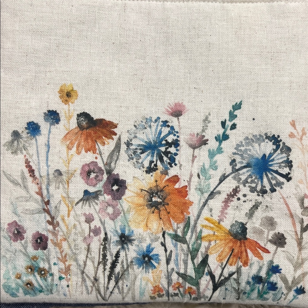Double Oven Mitt Floral Watercolor Wildflowers with Grid Pattern Stiching - Picture 6 of 8